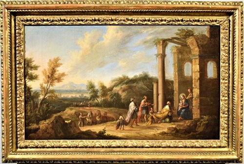 Arcadily landscape with adoration of the Magi